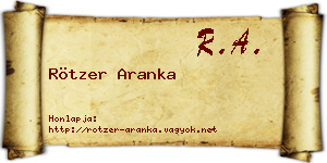 Rötzer Aranka névjegykártya